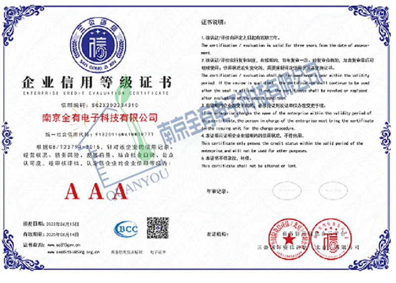 企业信用等级证书1